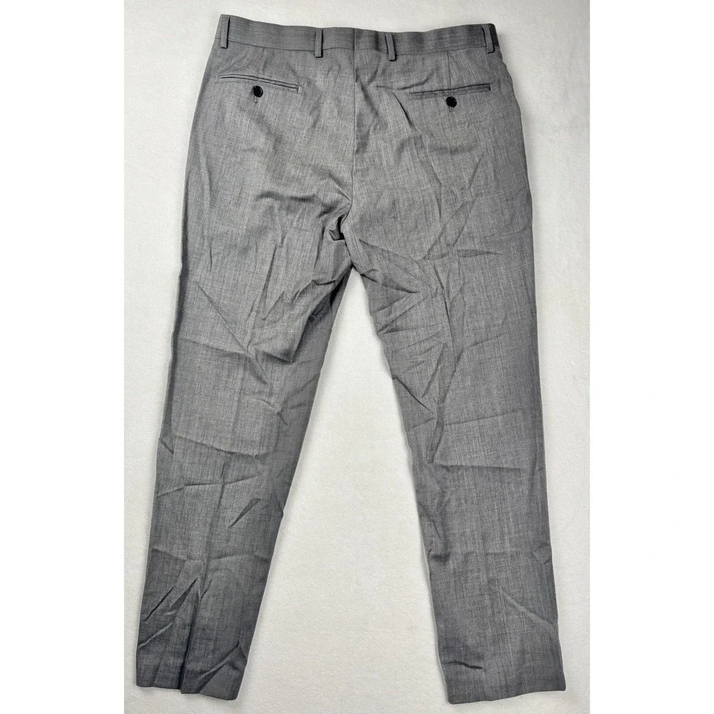 Brooks Brothers Classic Gray Wool Dress Pants‎ W35 L32 Mens Flat Front